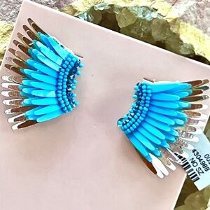 NWT Mignonne Gavigan Mini Madeline Earrings Cerulean Blue Silver